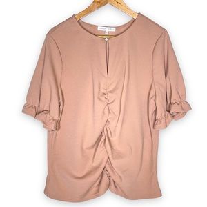 Madison + Hudson Blush Pink Ruched Ruffle Top Plus Size 2X
